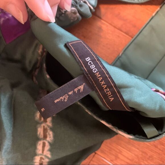 BCBG Tie Dye Silk Halter Tank Top Teal Purple S - Picture 3 of 5